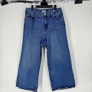 Good American Good Waist Cropped Palazzo Wide Leg‎ Crop Jeans
